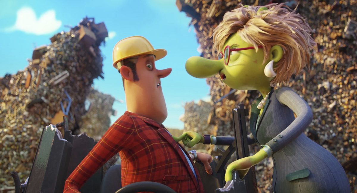 Max’ Mutter ist ein Olchi und stellt sich Herrn Hammer in den Weg.