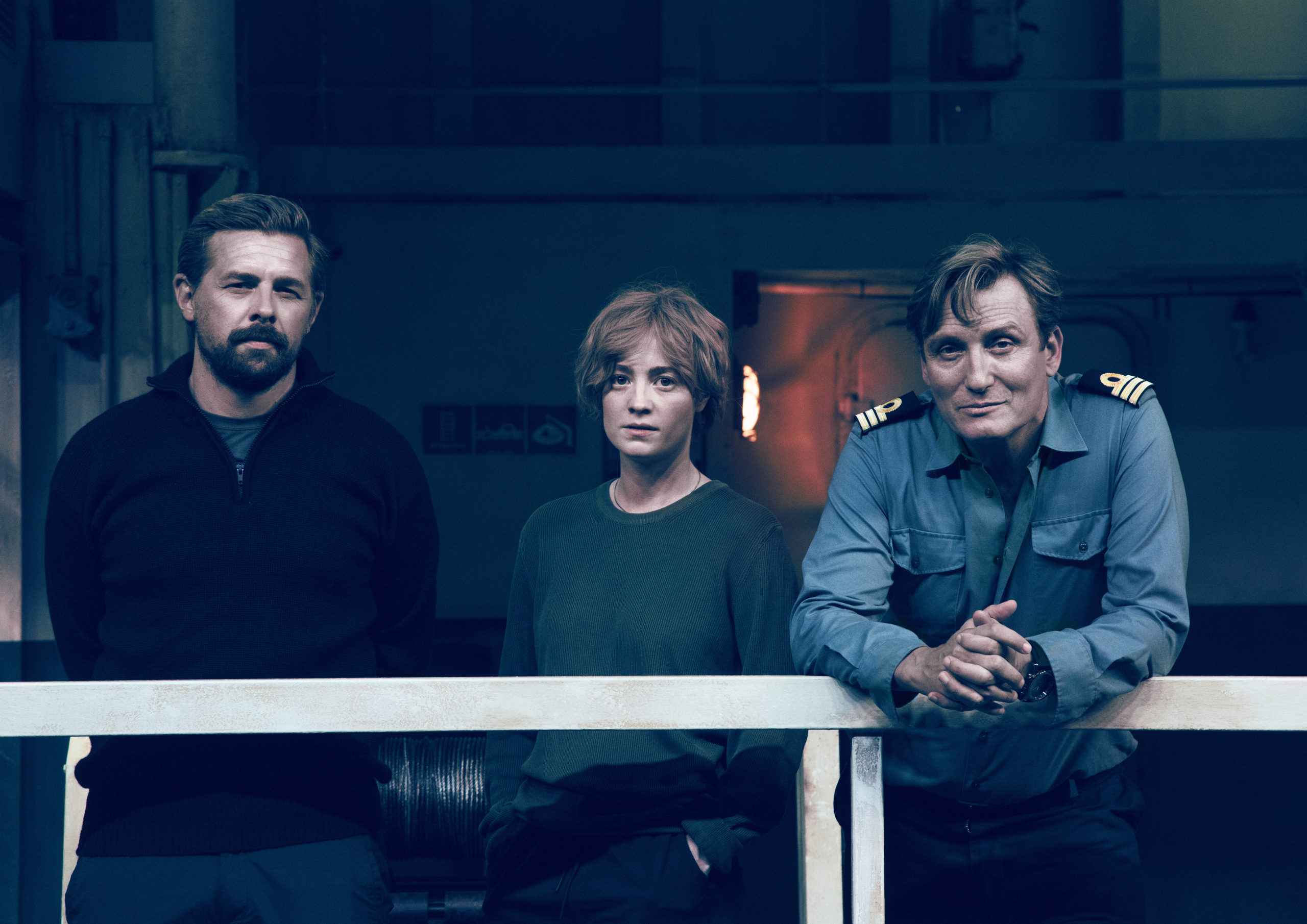Roscovitz (Klaas Heufer-Umlauf, l.), Charlie Wagner (Leonie Benesch), Alban (Oliver Masucci, r.)