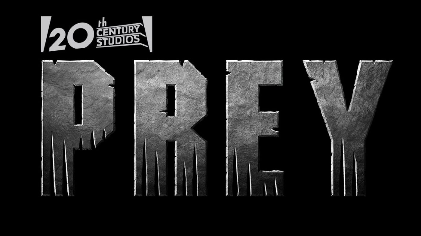 Schrifzug PREY auf schwarzen Hintergrund zum kommenden Predator Film