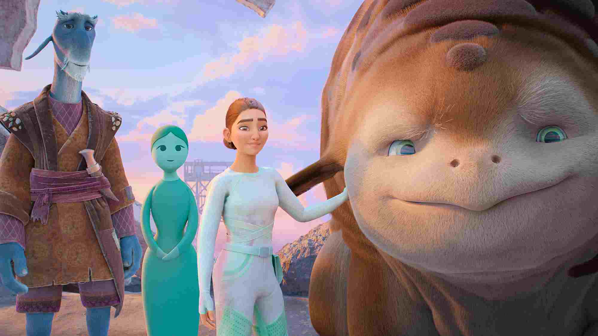 Rovender (Gary Anthony Williams), Muthr (Teri Hatcher), Eva (Jeanine Mason) und Otto (Brad Garrett) in "WondLa," © Apple TV+.