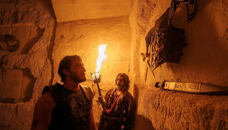 Alexander Karim and Paul Mescal in Gladiator II